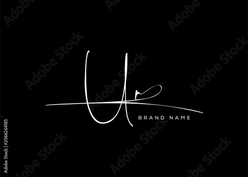 UR letter beauty cursive handwriting logo. vector logo| abstract logo| minimalist logo| brand identity| calligraphy design.