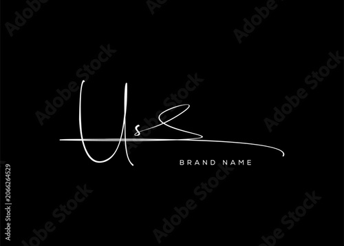 US letter beauty cursive handwriting logo. vector logo| abstract logo| minimalist logo| brand identity| calligraphy design.