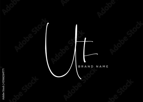 UT letter beauty cursive handwriting logo. vector logo| abstract logo| minimalist logo| brand identity| calligraphy design.