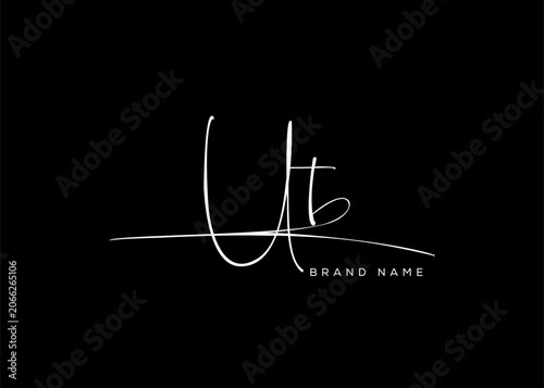 UT letter beauty cursive handwriting logo. vector logo| abstract logo| minimalist logo| brand identity| calligraphy design.