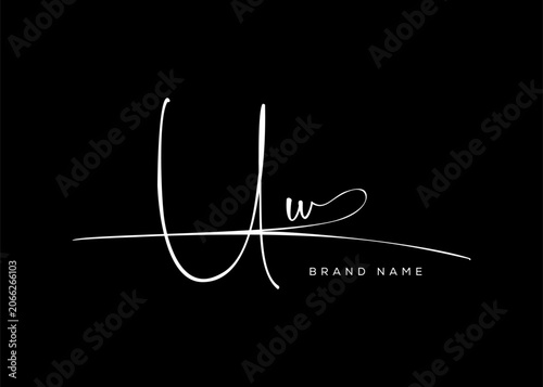 UW letter beauty cursive handwriting logo. vector logo| abstract logo| minimalist logo| brand identity| calligraphy design.
