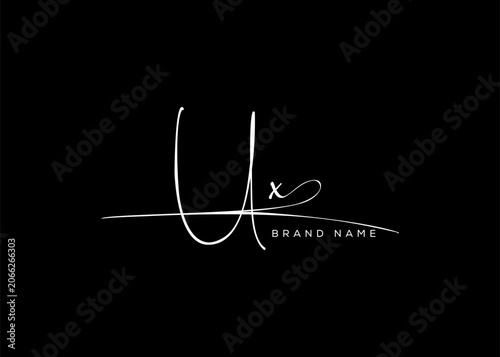 UX letter beauty cursive handwriting logo. vector logo| abstract logo| minimalist logo| brand identity| calligraphy design.