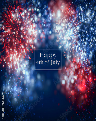 Independence Day Happy 4th of July Fireworks Poster in Red White and Blue