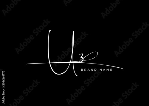 UZ letter beauty cursive handwriting logo. vector logo| abstract logo| minimalist logo| brand identity| calligraphy design.