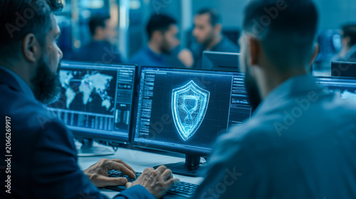 Cybersecurity Operations Team Monitoring Digital Network Threats