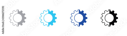 Half gear icon with mechanism mechanical industry engineering component settings rotation circular illustration minimalist template contrast silhouette abstract geometric