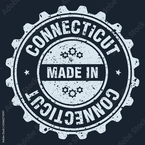 Obraz na plátně Made in Connecticut white grunge round stamp