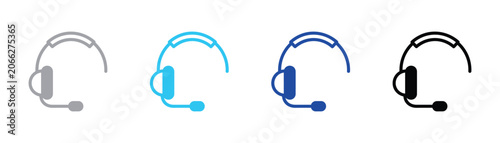 Customer support headset icon for communication and service with headphones communication customer business operator interface pictogram silhouette assistant microphone listening connection