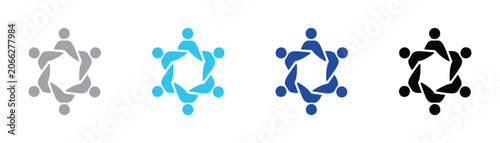 Unity and teamwork concept icon with six people joined together in circular formation teamwork collaboration business connection partnership community cooperation togetherness management