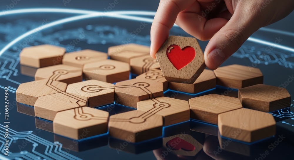 Naklejka premium Lego heart shape on colorful pixel art background