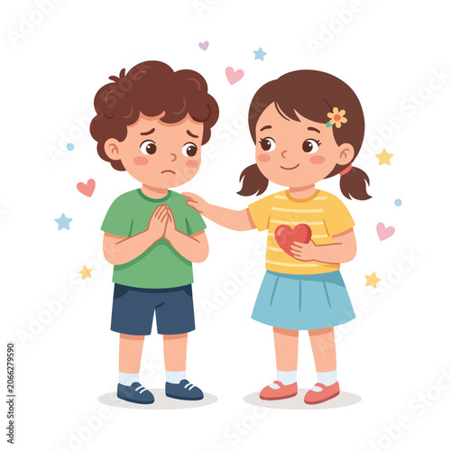 Konstfotografi Kids Saying Sorry and Forgiving Each Other Character Education