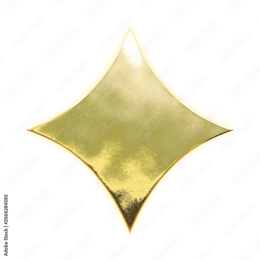Obraz premium Shining golden playing card diamond with alpha channel