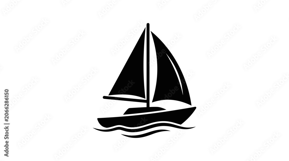 Fototapeta premium Sailing Boat Icon Silhouette on White Background