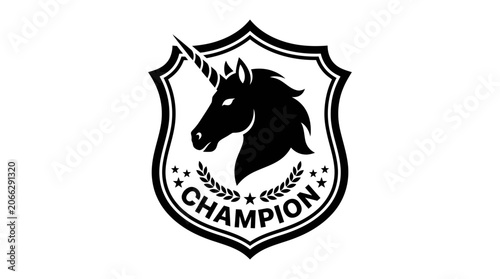 Black Unicorn Champion Shield Logo.