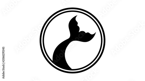 Black Whale Tail Icon Graphic Design.