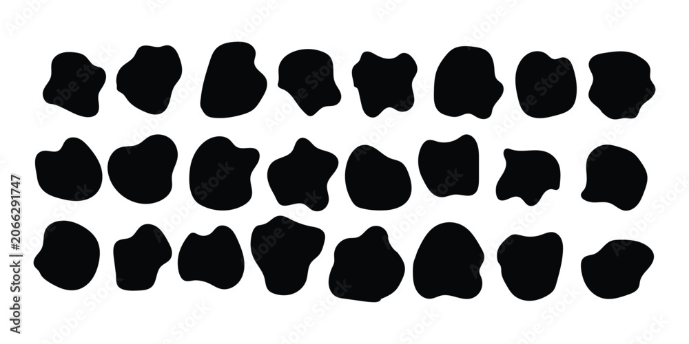 Fototapeta premium Abstract organic blob shapes hand drawn irregular vector design element isolated on transparent background