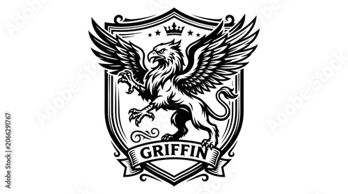 Griffin mythical creature with wings.