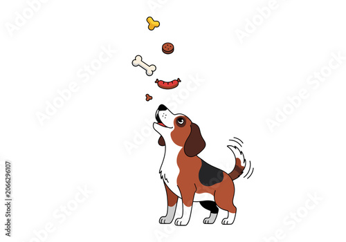 Foto Happy Dog Finding Bones Joyful Pet Playful Animal Treats and Rewards Scene