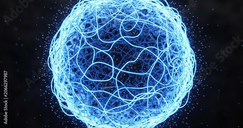 Abstract Glowing Blue Neural Network Sphere