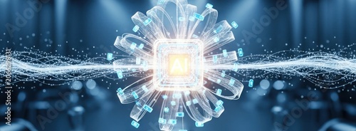 Futuristic AI Processor with Glowing Data Streams