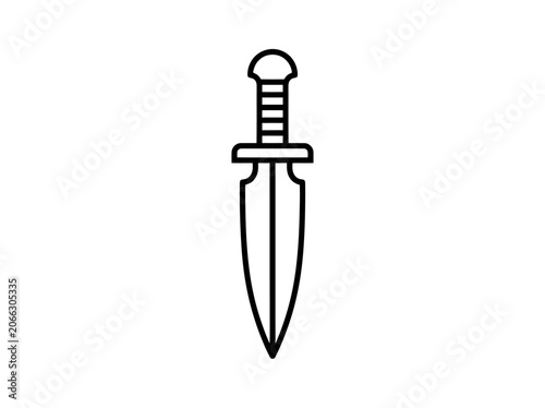 Black outline sword icon, a simple vector illustration of a classic weapon
