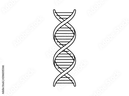 Black and white DNA helix structure on a plain white background