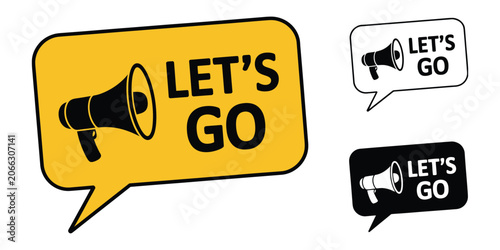 Konstfotografi Let's Go Megaphone Announcement Vector Design for Promotion, Marketing, and Adve