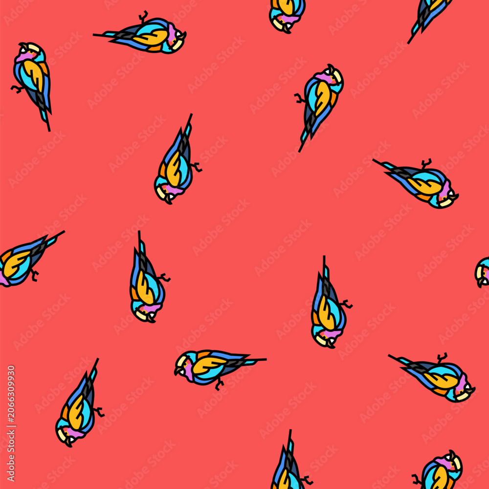 Obraz premium lilac breasted roller bird exotic vector seamless pattern lilac breasted roller bird exotic sign illustration