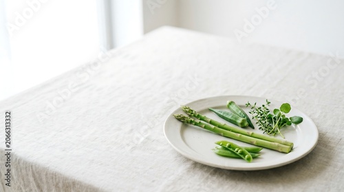 Experience the essence of healthy living with this Premium Luxury collection of fresh, vibrant Vegetables, beautifully presented on a simple white plate, perfect for gourmet meals and mindful eating