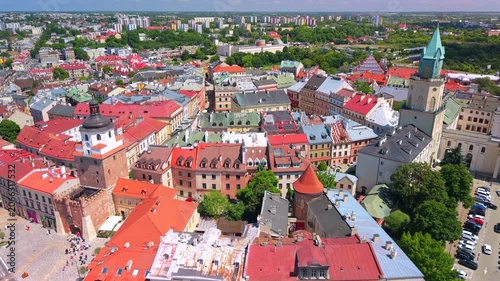 Skyline of Lublin city Poland, aerial