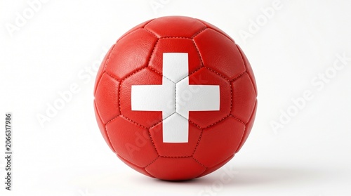 Soccer ball with switzerland flag design isolated on white background