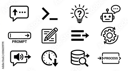 Collection of business and technology icons for workflow