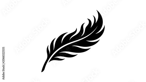 Black feather icon on white background.