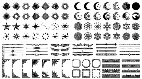 Black and white geometric shapes icons.