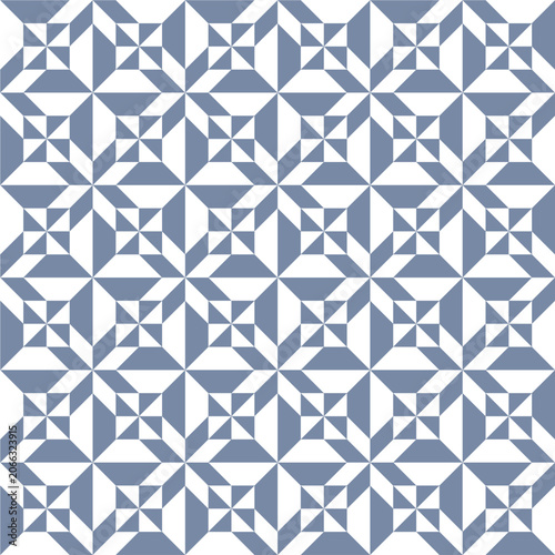 Seamless Geometric Quilt Pattern in Blue and White