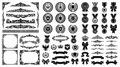 Collection of various ornate design elements.