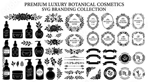 Luxury Botanical Cosmetics Branding Elements.