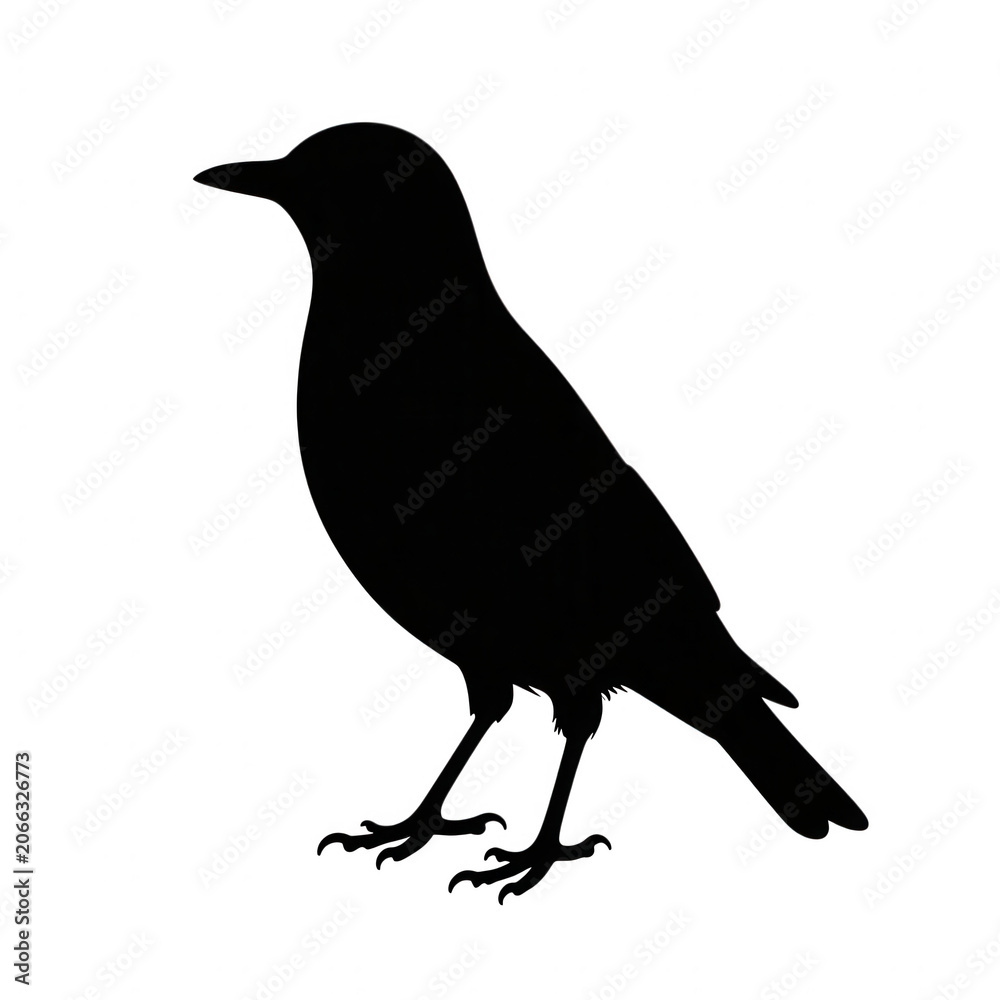 Obraz premium White Outline Raven Silhouette Isolated