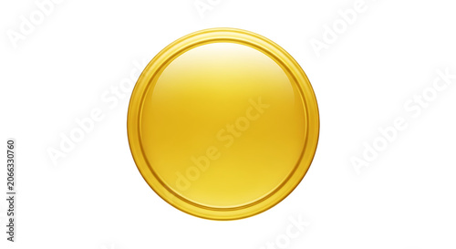 Golden circular medallion with raised edges and glossy surface isolated on transparent background gold medal coin circle round shiny metallic