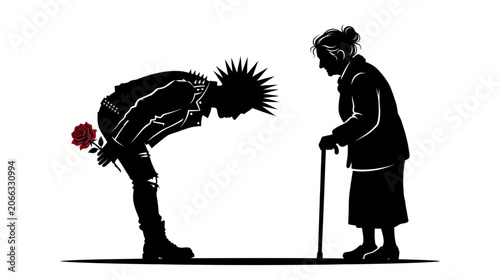 Foto punk rockers still respect old women