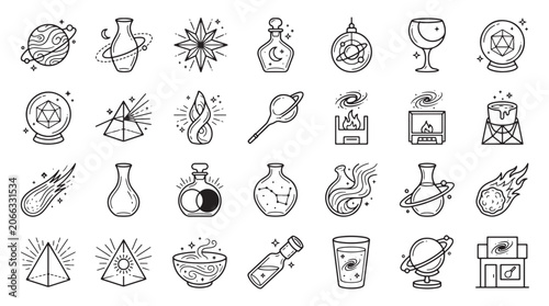 Cuadro en lienzo Celestial Glassblowing Elements Icons Sets Packs, Editable Vectors Strokes Illustrations