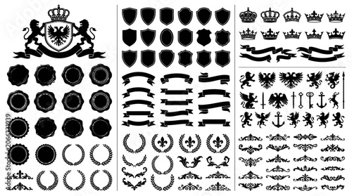 Collection of various royal crests.
