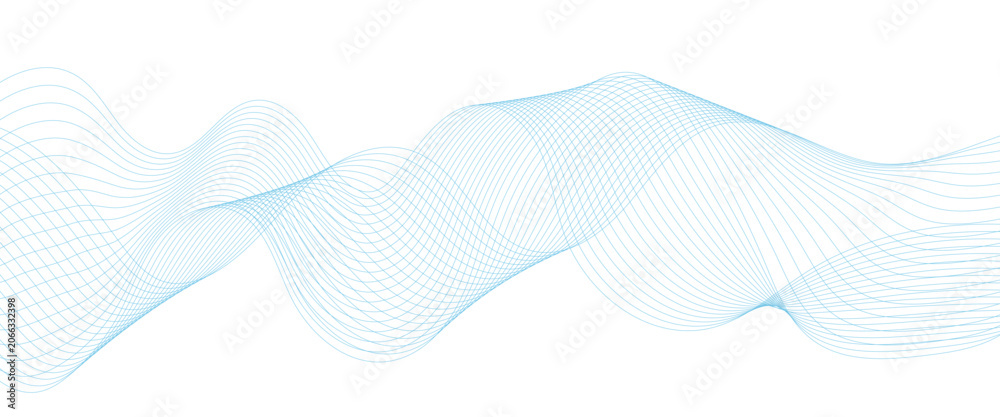 Fototapeta premium Abstract blue gradient line technology business wavy background. minimal paper waves flow line. minimal paper grid web smooth line. digital vector web soundwave pattern texture.