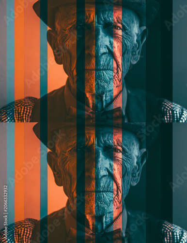 abstract background with old man