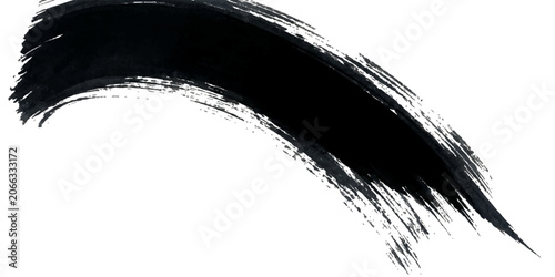 Obraz na płótnie A bold, black brushstroke sweeps across a clean background, conveying dynamism and artistic expression