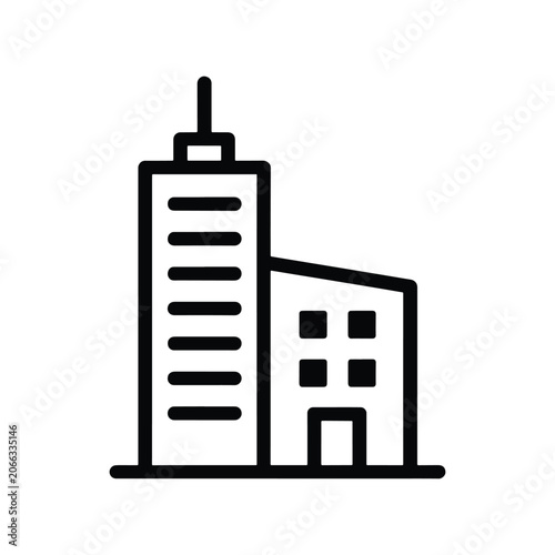 Office Tower Building Icon Clean Line Style