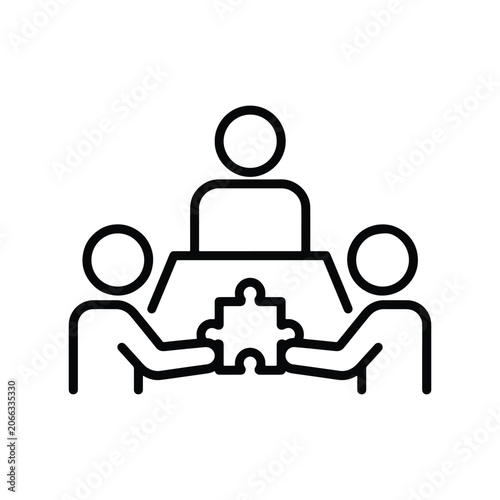 Team Collaboration Icon Clean Line Style