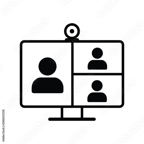 Video Call Online Meeting Icon Clean Line Style