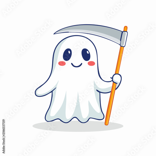 Cute Ghost Holding a Scythe