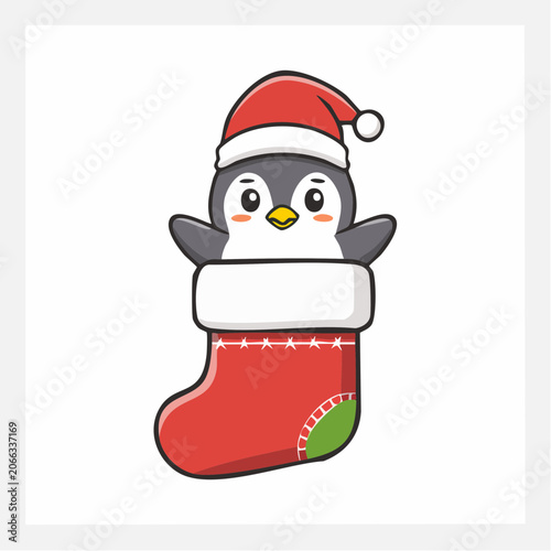 Cute Penguin in Christmas Stocking
